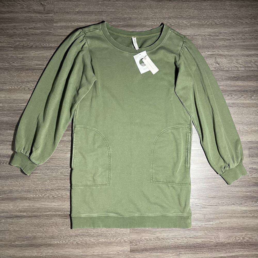 Daily Practice Anthropologie Washed Tunic Dress Women's M Moss Green NWT